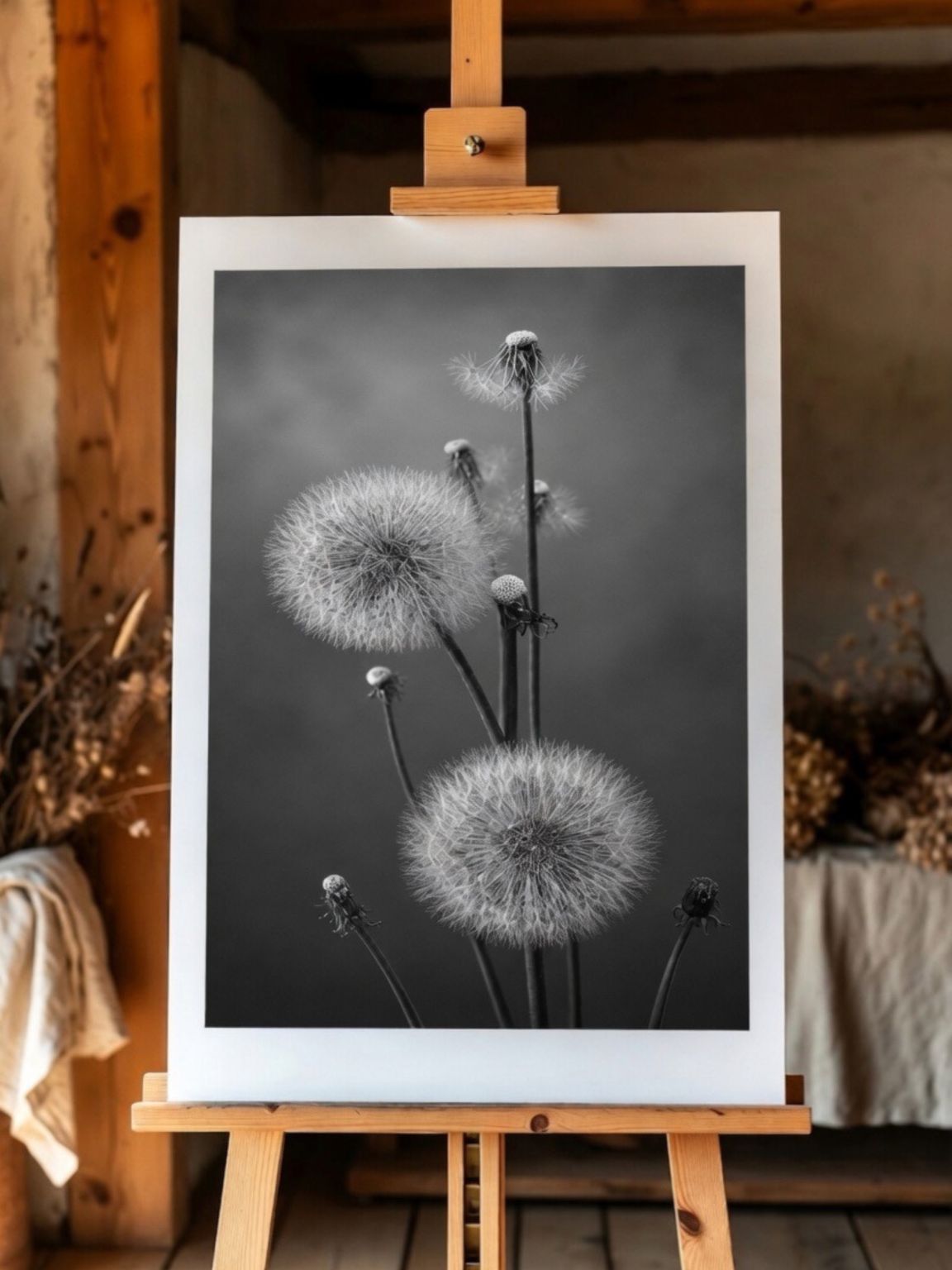 Paardenbloem in zwart wit, fotografie van Beate Marie