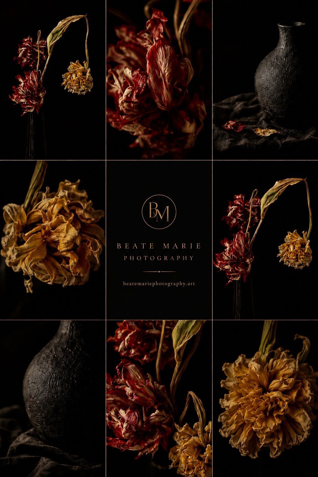 Verwelkende bloemen in een vaas, fotografie van Beate Marie